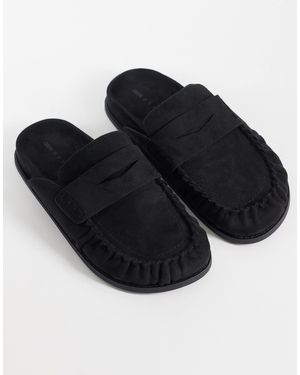 ASOS – miller – loafer-pantoletten aus wildlederimitat - Schwarz