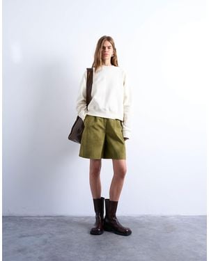 TOPSHOP Faux Suede Longline Short - White