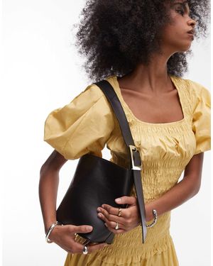 TOPSHOP Sinitta Real Leather Shoulder Bag - Black