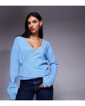 Kaiia Gebreid Vest Met Overslag - Blauw