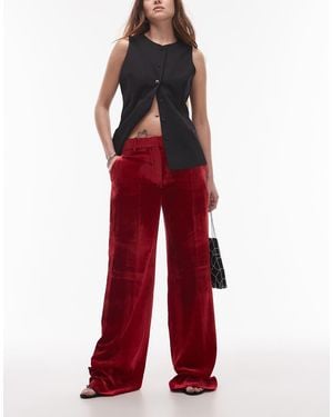 Mango Velvet Trouser - Red