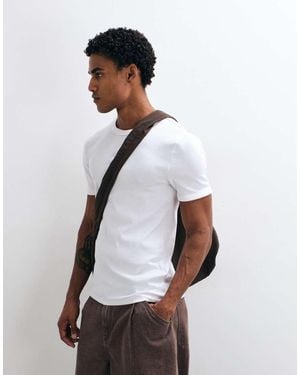 New Look Muscle Fit Ribbed T-shirt - White