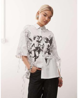 Minga London Stripe Lace Up Poplin Shirt - Natural