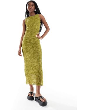 Pull&Bear Textured Sleeveless Maxi Dress - Green