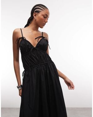 Collusion Cami Volume Channel Detail Midi Dress - Black