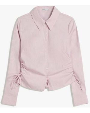 Bershka Aansluitend Overhemd Met Gerimpelde Zijkant - Roze