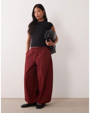 ASOS Asos Design Petite Cotton Nylon Blend Pull On Balloon Pants - Red