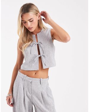 Vero Moda Tailored Tie Front Waistcoat Co-ord - White