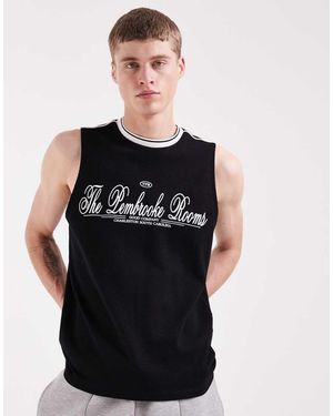 ASOS Heavyweight Regular Fit Graphic Print Tank With Panelled Shoulders - Black