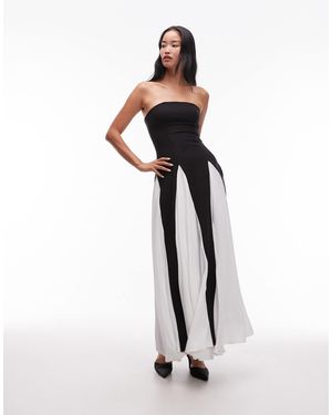 HEIRESS BEVERLY HILLS Robe bustier longue structurée à godets contrastants - et blanc - Gris