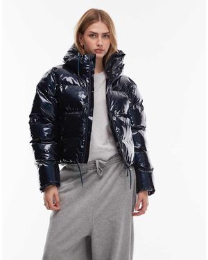 Rains Chaqueta Acolchada Corta Azul Marino Brillante Impermeable 15150 Alta De