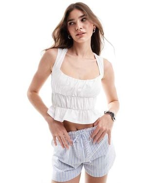 ASOS Backless Milkmaid Top With Cap Sleeves - White