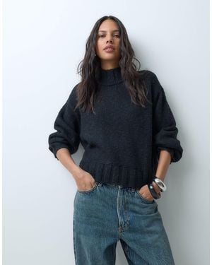 Abercrombie & Fitch Oversized stehkragen-pullover - Blau