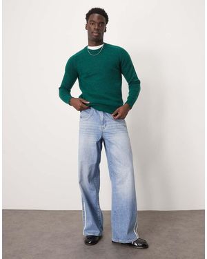 SELECTED Crew Neck Fluffy Alpaca Knitted Jumper - Green