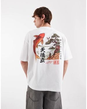 ASOS Oversized T-shirt With Koi Fish Graphic - White