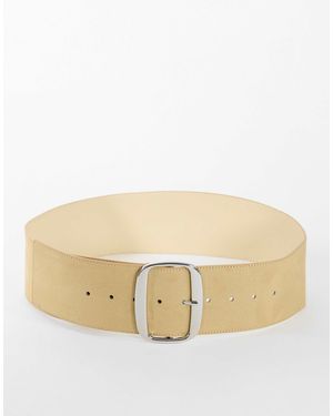 TOPSHOP Brittany Suedette Wide Belt - Natural