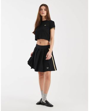 Fred Perry Tape Detail Logo Pleated Mini Tennis Skirt - Black