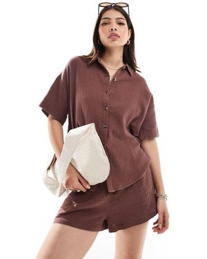 Iisla & Bird Loose Fit Beach Shirt Co-Ord - Red