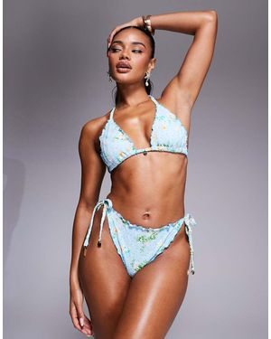 River Island Bikinibroekje Met Fijne Bloemenprint - Grijs