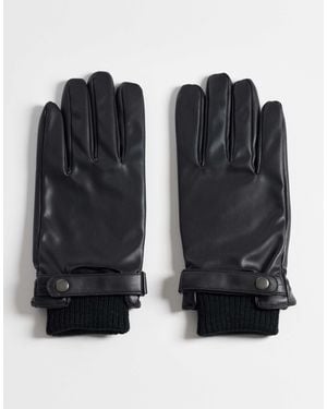 ASOS Smart Faux Leather Gloves - Black