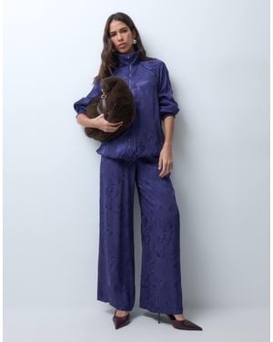ASOS Jacquard Wide Leg Trouser - Blue