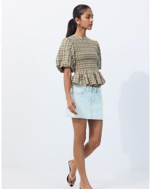 Stradivarius Blouse Met Korte Mouwen En Peplum - Wit