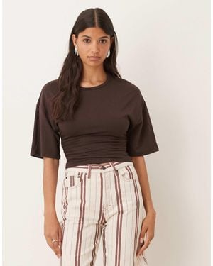 Gina Tricot Soft Touch Ruched Top - Brown