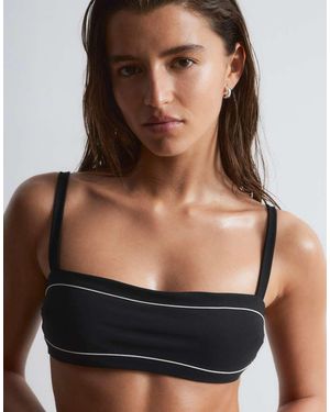 & Other Stories Bandeau Bikini Top With Mono Stripe - Black