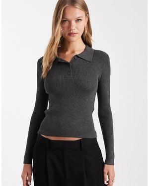 Vero Moda Long Sleeve Knitted Polo Shirt - Black