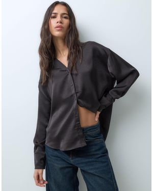 Vero Moda Satin-hemd mit langen ärmeln - Grau