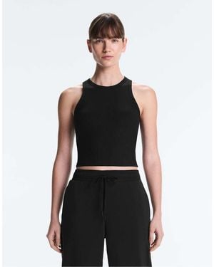 Oysho Ribbed Modal Blend Long Tank Top - Black