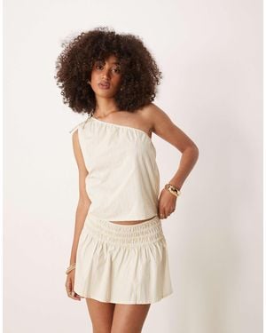 Motel Miringa Candy Striped Co-ord One Sleeve Top - Natural