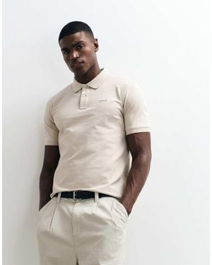 GANT Regular Fit Contrast Pique Polo - Natural