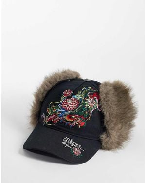 Ed Hardy Crawling Dragon Trucker Hat - Black