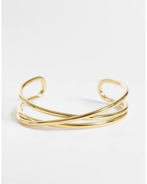 ASOS Wasserfeste edelstahl-cuff-armband mit cross-over-design - Mettallic
