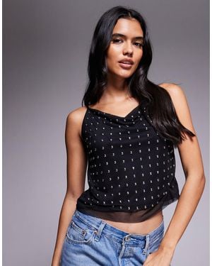 River Island Studded Detail Cami Top - Black