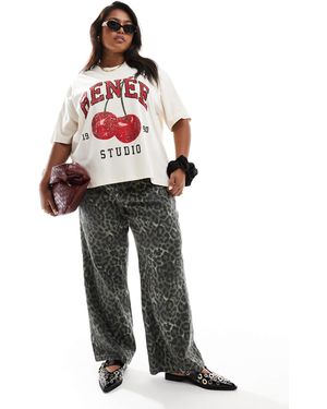 Renee Studio Plus X Holly Wynne Exclusive Oversized Logo Cherry Print T-shirt - White