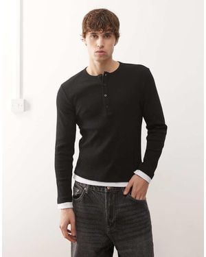 Collusion Double Layer Henley - Black