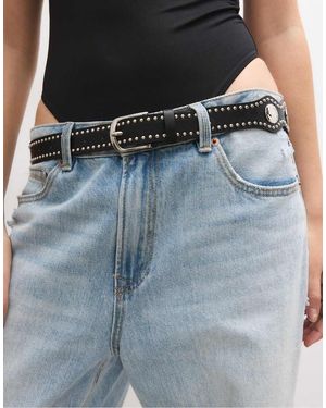 Stradivarius Wavy Belt With Coins And Studs - Black