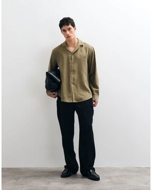 ASOS Relaxed Revere Shirt With Piping Detail - Green