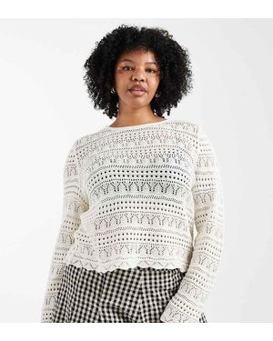 ONLY Long Sleeve Crochet Top - White
