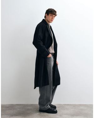 ASOS Oversized Wool Look Belted Overcoat - Blue