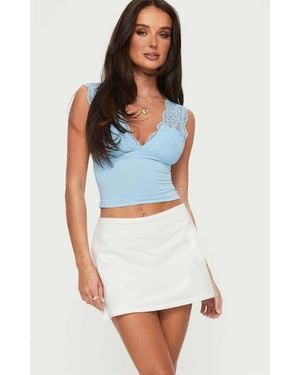 Princess Polly Gigi Cotton Rich Side Split Mini Skort - Blue
