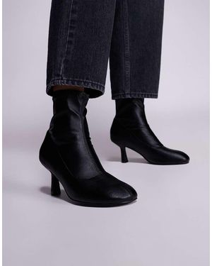 Public Desire Botines Negros De Tacón Con Puntera Redonda Polaris De - Azul