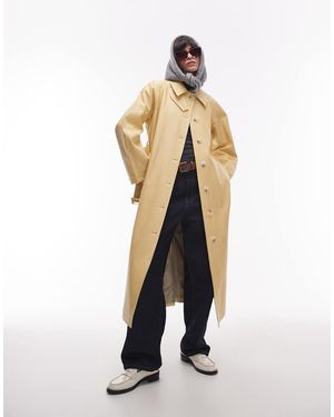 TOPSHOP Long Oversized Faux Leather Trench Coat - White