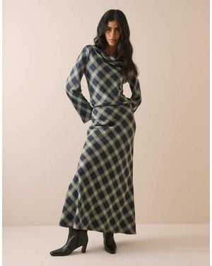 Nobody's Child Falda Maxi Al Bies De Conjunto Otto A Cuadros Azul Y Verde - Blanco