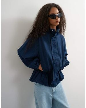 TOPSHOP Elastic Waist Funnel Top - Blue