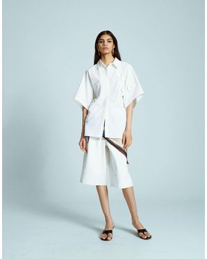 TOPSHOP Resort Shirt With 3d Flower Applique - Blue