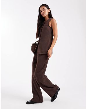 New Look Pantalones Marrones De Pernera Ancha De (Parte De Un Conjunto) - Blanco