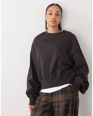 Weekday Sweat coupe classique - marron foncé - Noir